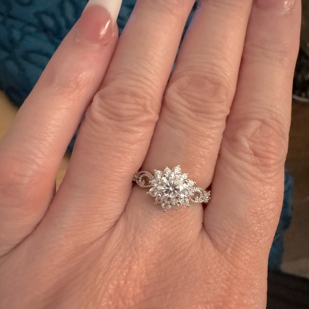 1 ctw 14k Gold over Sterling Silver Moissanite Diamond Engagement/Promise Ring